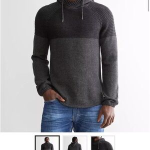 Men's Charcoal Knit Hoodie Sweater